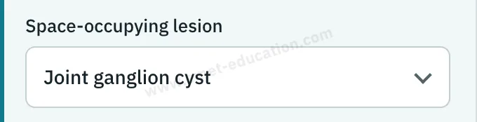 Model panel: space-occupying lesion, joint ganglion cyst.