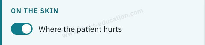 Model panel: the “Where the patient hurts” switch, turned on.
