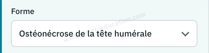 Panneau du modèle : forme « Ostéonécrose de la tête humérale ».